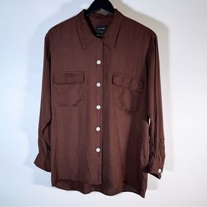 Silk House - Brown Silk Shirt - Mens M